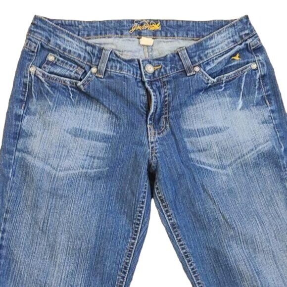 Grane Size 9 Junior Straight Leg Distressed Factory Faded Jeans - Picture 2 of 6